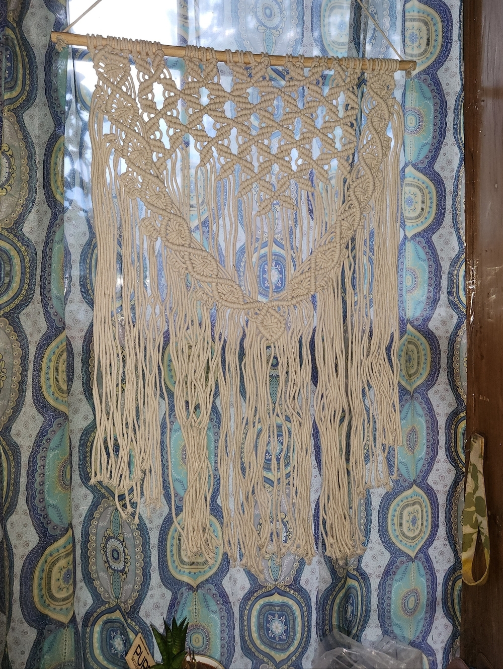 Boho Macramé Wall Hanging Tapestry in Natural Cream